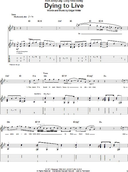 Dying To Live - Guitar TAB, New, Main