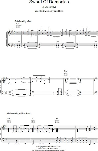 Sword Of Damocles - Piano/Vocal/Guitar, New, Main