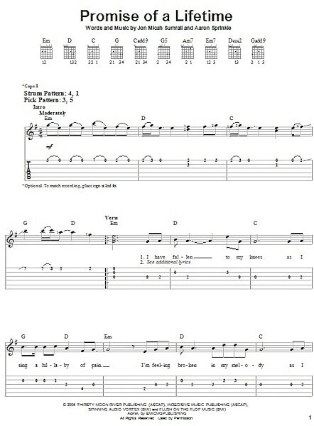 Promise Of A Lifetime - Easy Guitar with TAB, New, Main