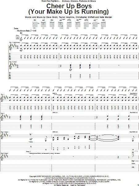 Cheer Up Boys (Your Make Up Is Running) - Guitar TAB, New, Main