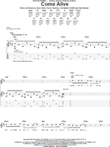 Come Alive - Guitar TAB, New, Main