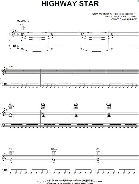 Highway Star - Piano/Vocal/Guitar, New, Main