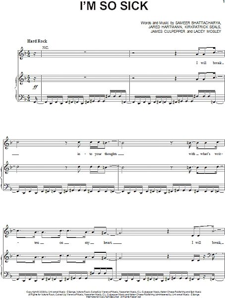 I'm So Sick - Piano/Vocal/Guitar, New, Main