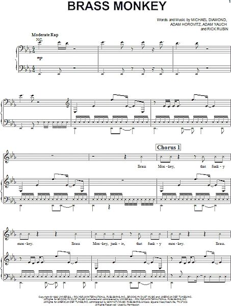 Brass Monkey - Piano/Vocal/Guitar, New, Main