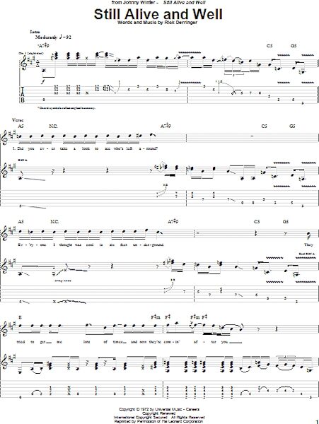 Still Alive And Well - Guitar TAB, New, Main