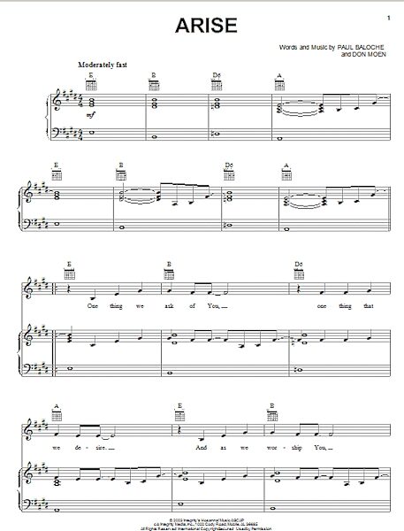 Arise - Piano/Vocal/Guitar, New, Main