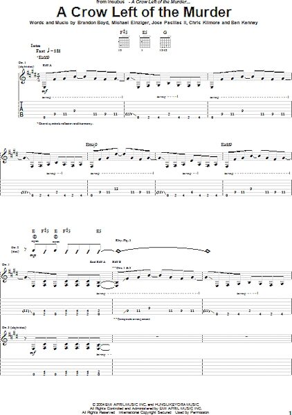 A Crow Left Of The Murder - Guitar TAB, New, Main