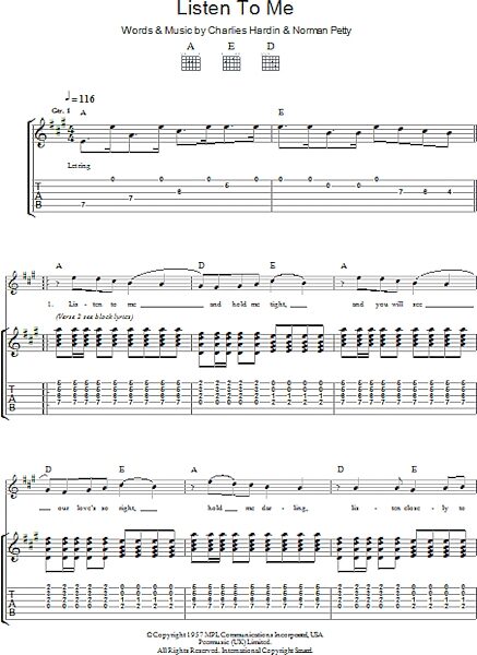 Listen To Me - Guitar TAB, New, Main