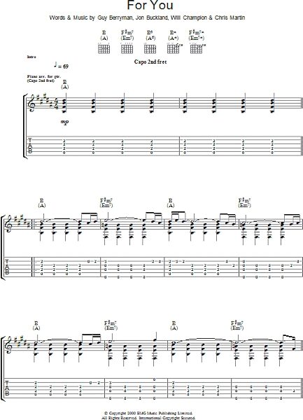 For You - Guitar TAB, New, Main