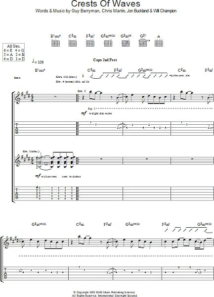 Crests Of Waves - Guitar TAB, New, Main