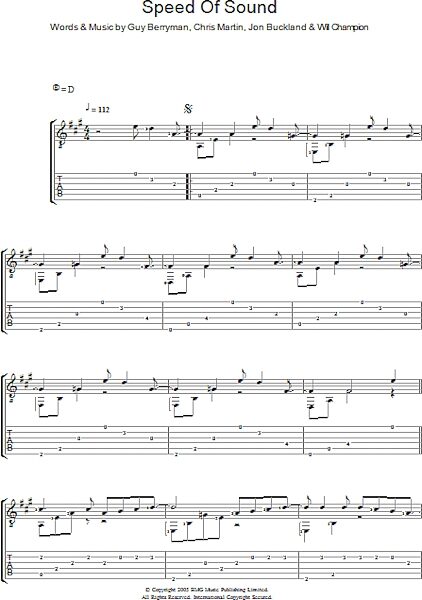 Speed Of Sound - Guitar TAB, New, Main