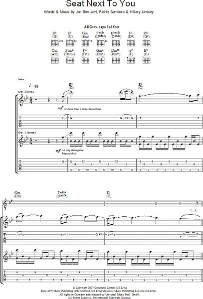 Seat Next To You - Guitar TAB, New, Main
