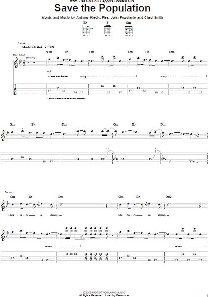 Save The Population - Guitar TAB, New, Main