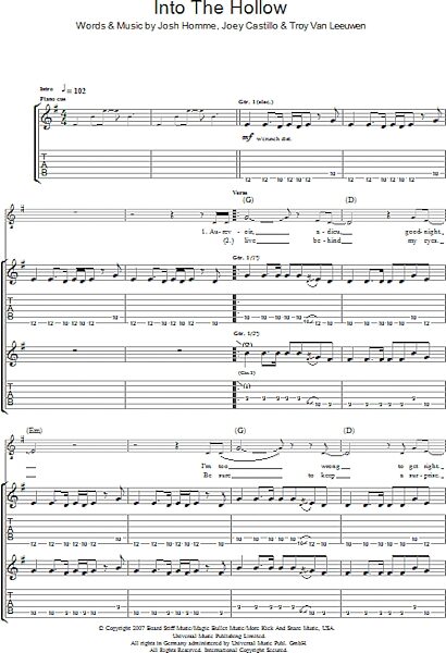 Into The Hollow - Guitar TAB, New, Main