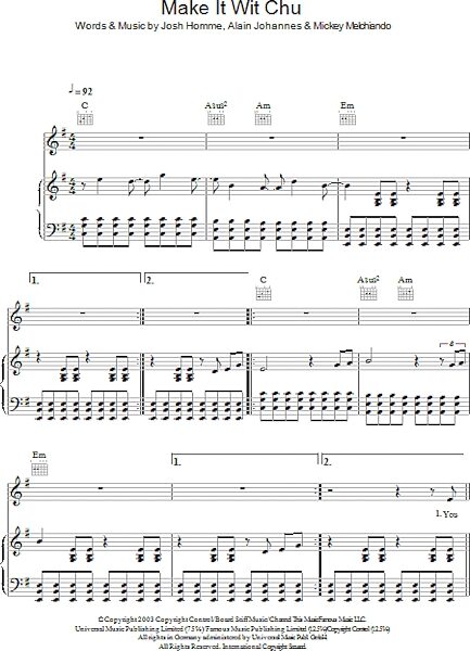 Make It Wit Chu - Piano/Vocal/Guitar, New, Main