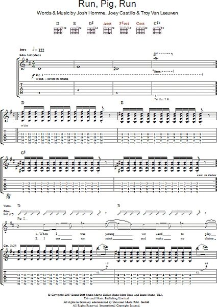 Run Pig Run - Guitar TAB, New, Main