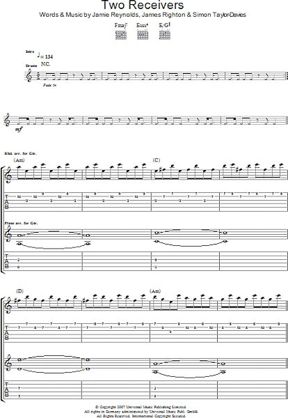 Two Receivers - Guitar TAB, New, Main