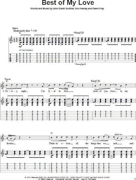 Best Of My Love - Guitar Tab Play-Along, New, Main