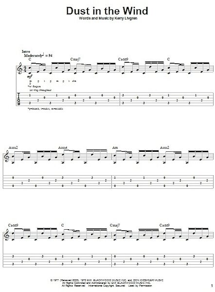 Dust In The Wind - Guitar Tab Play-Along, New, Main