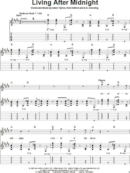 Living After Midnight - Guitar Tab Play-Along, New, Main