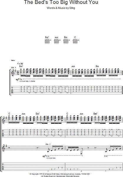 The Bed's Too Big Without You - Guitar TAB, New, Main