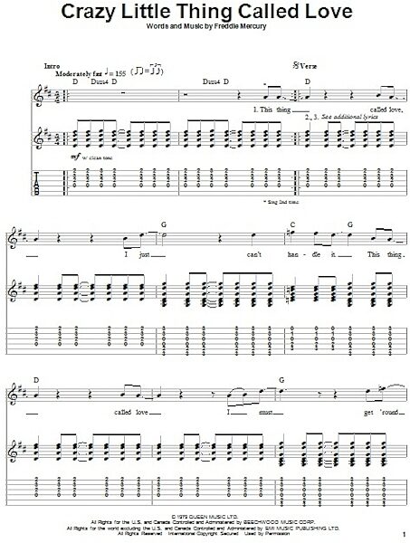 Crazy Little Thing Called Love - Guitar Tab Play-Along, New, Main