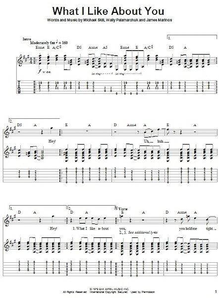 What I Like About You - Guitar Tab Play-Along, New, Main