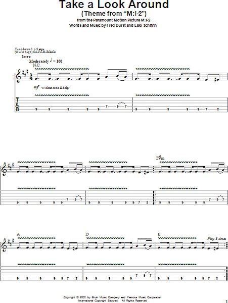 Take A Look Around (Theme From "M:I-2") - Guitar Tab Play-Along, New, Main