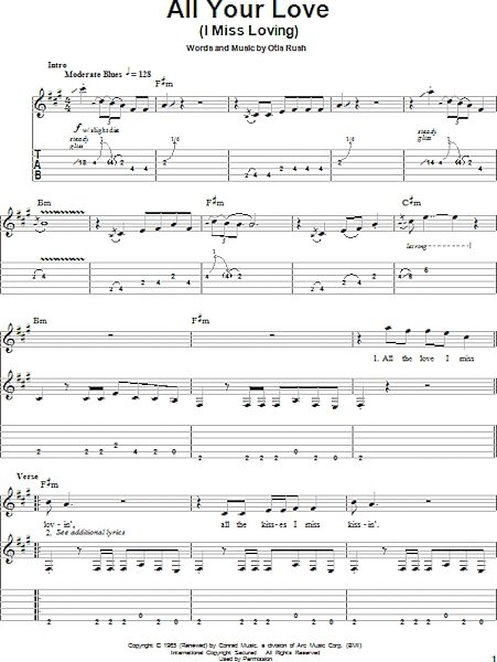 All Your Love (I Miss Loving) - Guitar Tab Play-Along, New, Main