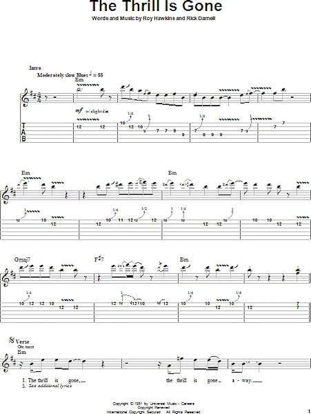 The Thrill Is Gone - Guitar Tab Play-Along, New, Main