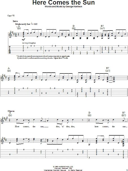 Here Comes The Sun - Guitar Tab Play-Along, New, Main
