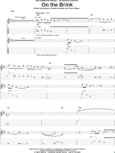 On The Brink - Guitar TAB, New, Main