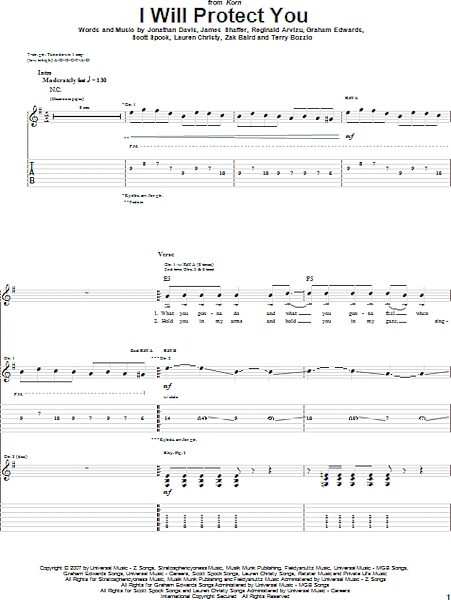 I Will Protect You - Guitar TAB, New, Main