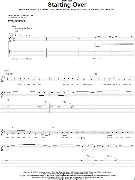 Starting Over - Guitar TAB, New, Main