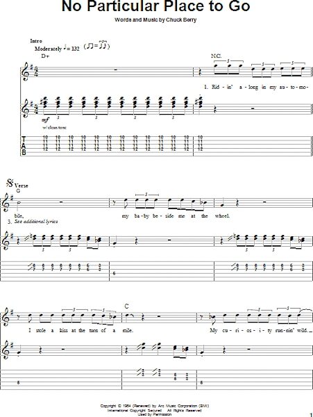 No Particular Place To Go - Guitar Tab Play-Along, New, Main