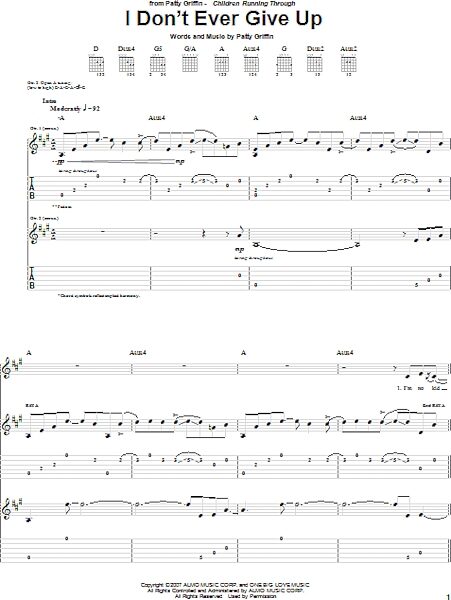 I Don't Ever Give Up - Guitar TAB, New, Main