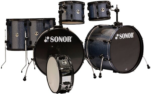 Sonor SSE72DB Extreme Blackout 7-Piece Drum Shell Kit, Black Galaxy