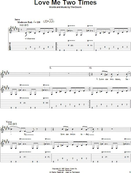 Love Me Two Times - Guitar Tab Play-Along, New, Main