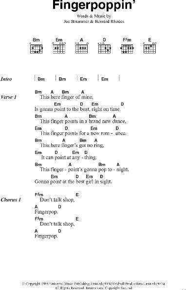 Fingerpoppin' - Guitar Chords/Lyrics, New, Main