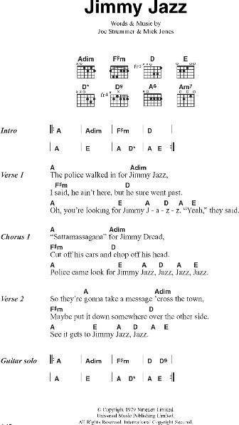 Jimmy Jazz - Guitar Chords/Lyrics, New, Main