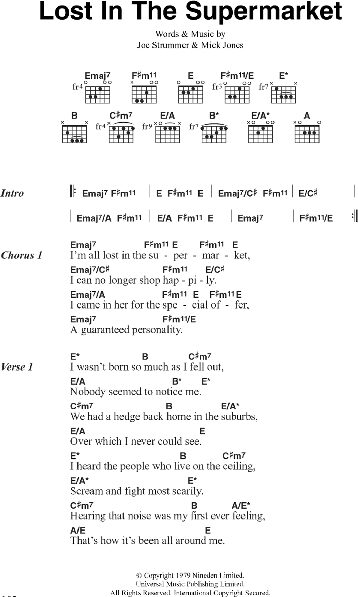 Lost In The Supermarket - Guitar Chords/Lyrics, New, Main