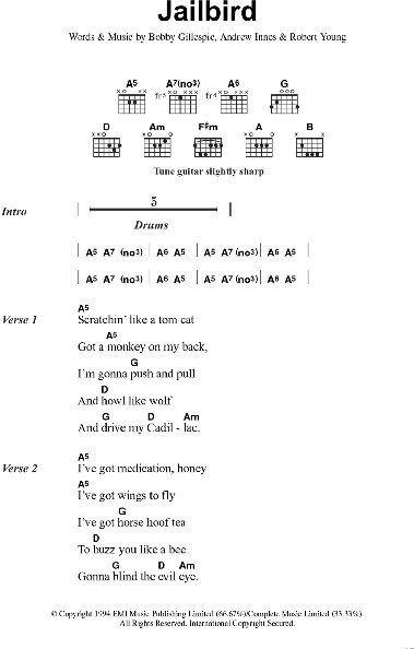 Jailbird - Guitar Chords/Lyrics, New, Main