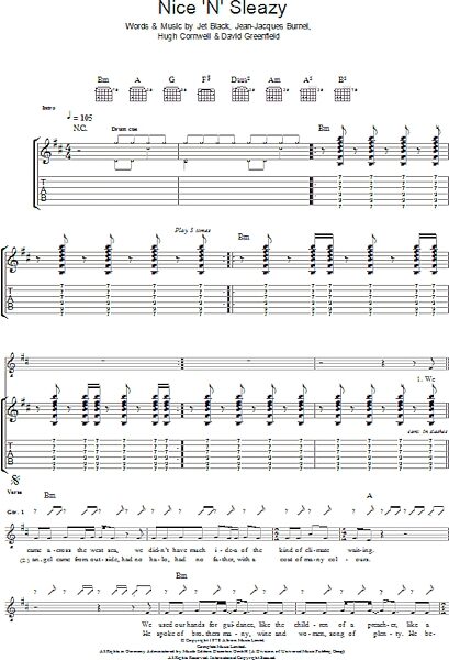 Nice 'N' Sleazy - Guitar TAB, Main