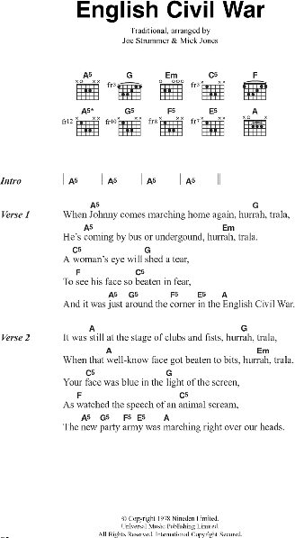 English Civil War - Guitar Chords/Lyrics, New, Main