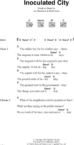 Inoculated City - Guitar Chords/Lyrics, New, Main