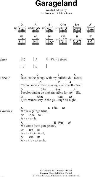 Garageland - Guitar Chords/Lyrics, New, Main