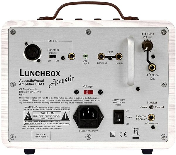 ZT Amplifiers Lunchbox Acoustic Guitar Amplifier (200 Watts, 1x6.5"), Rear