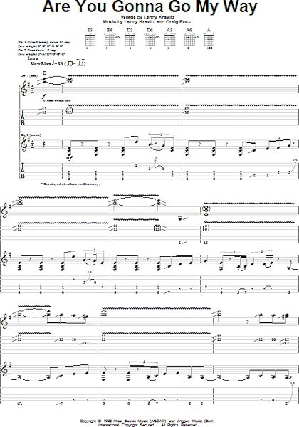 Are You Gonna Go My Way - Guitar TAB, New, Main
