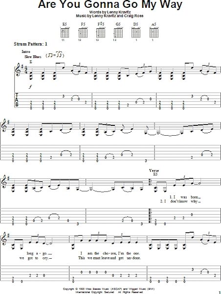 Are You Gonna Go My Way - Easy Guitar with TAB, New, Main