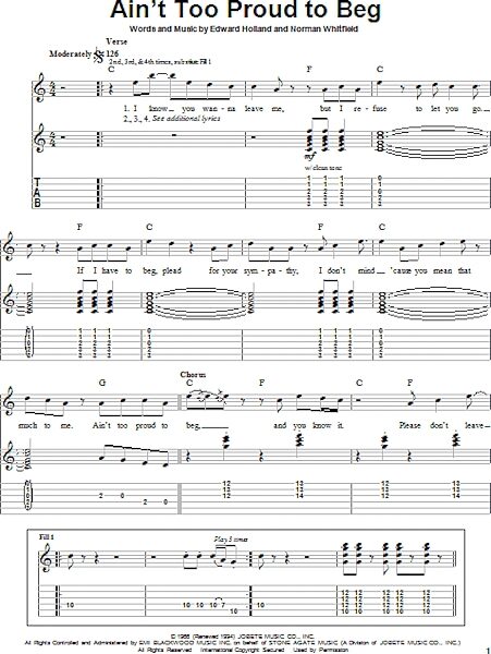 Ain't Too Proud To Beg - Guitar Tab Play-Along, New, Main